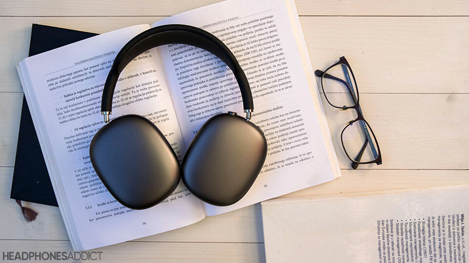 Apple AirPods Max on a book