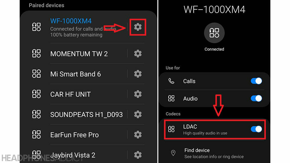 Bluetooth settings to enable LDAC