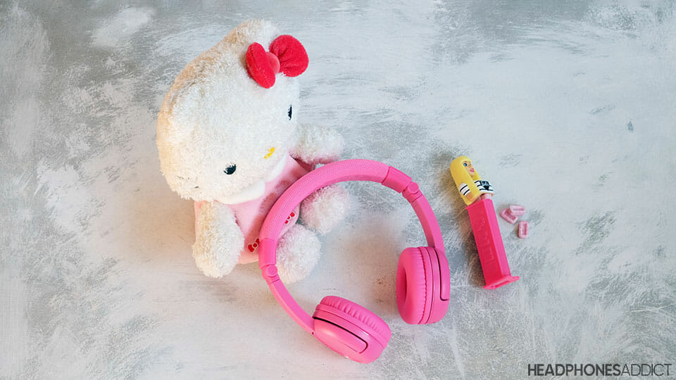 BuddyPhones Play+ with a plush toy