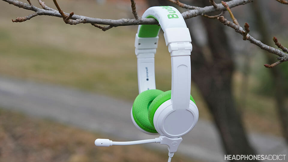 BuddyPhones School+ kids headphone on a branch