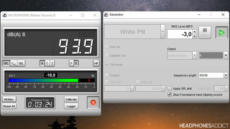 BuddyPhones School+ white noise measurement