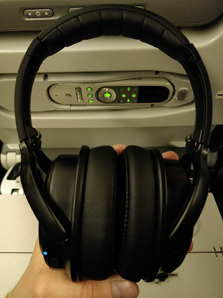 CB3 Hush headphones airplane