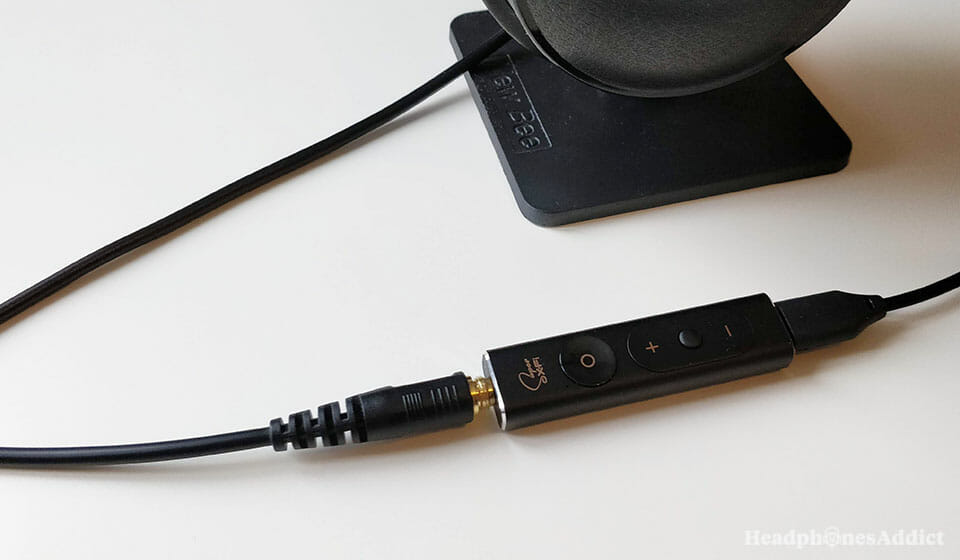 Creative Super X-Fi plugged to headphones