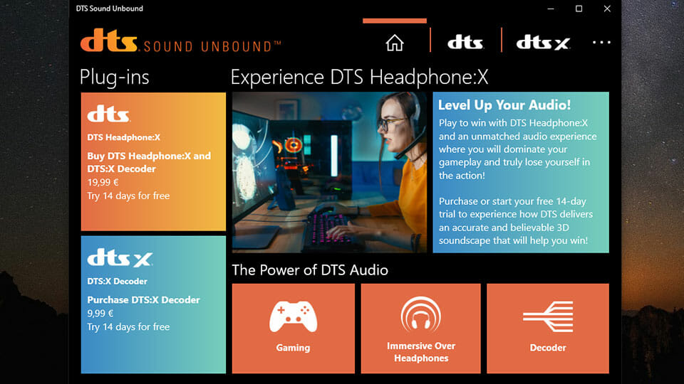 DTS Sound Unbound Microsoft Windows app