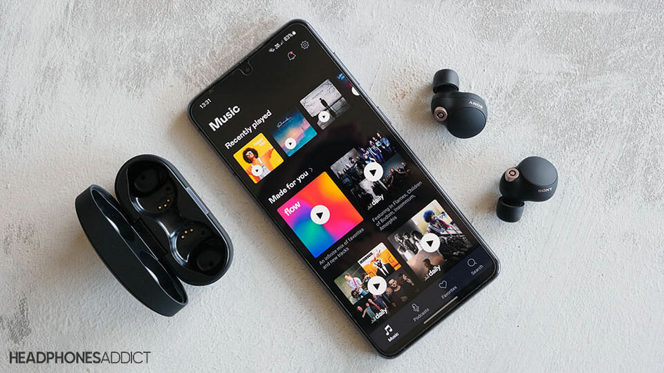 Deezer streaming service and Sony earbuds