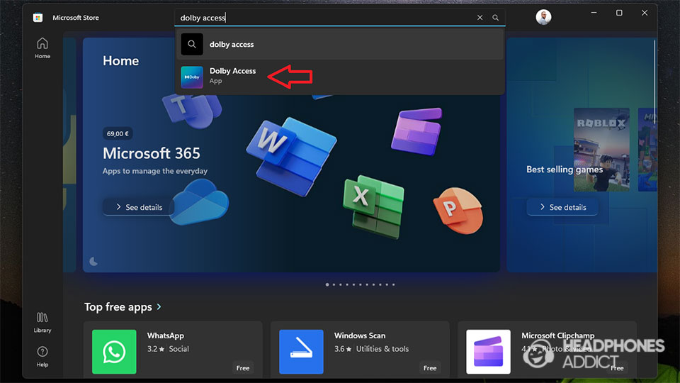 Dolby Access search Microsoft Store