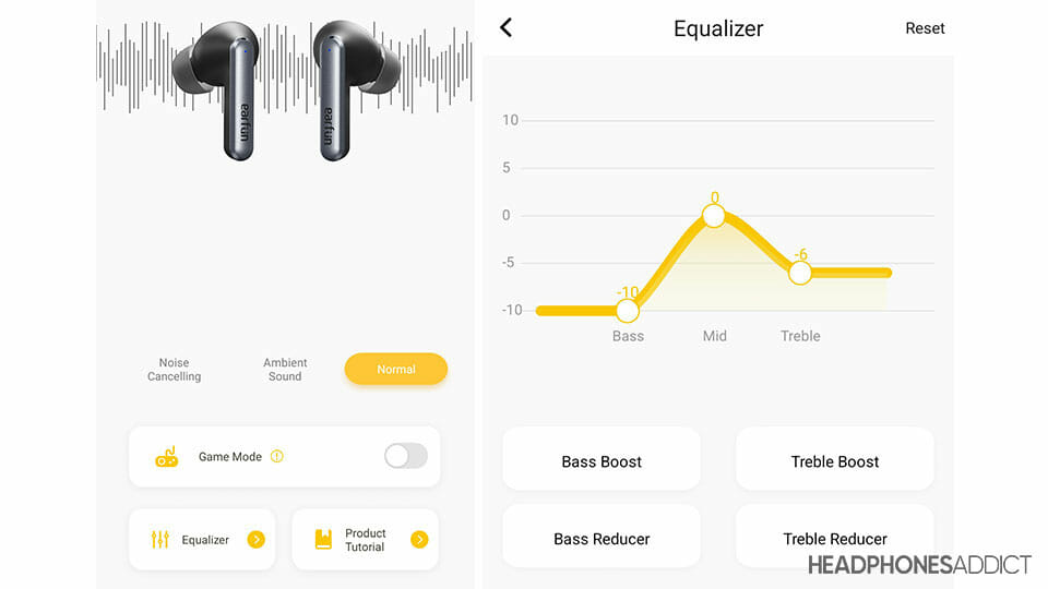 EarFun Air S app and EQ