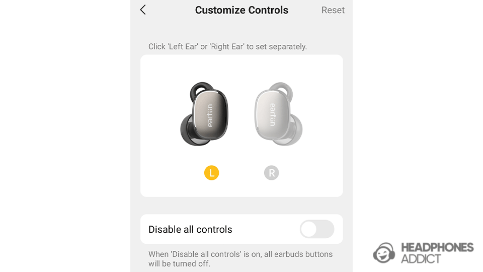 EarFun Free Pro 3 controls earbud side