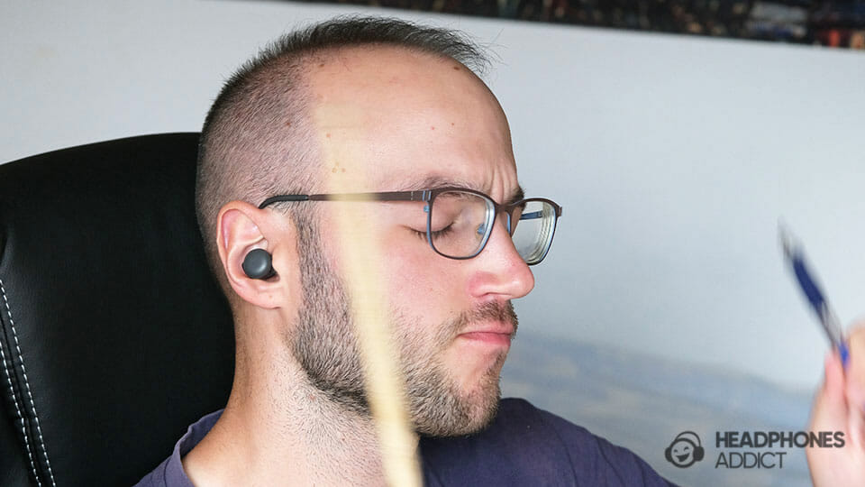 Google Pixel Buds A-Series air drumming