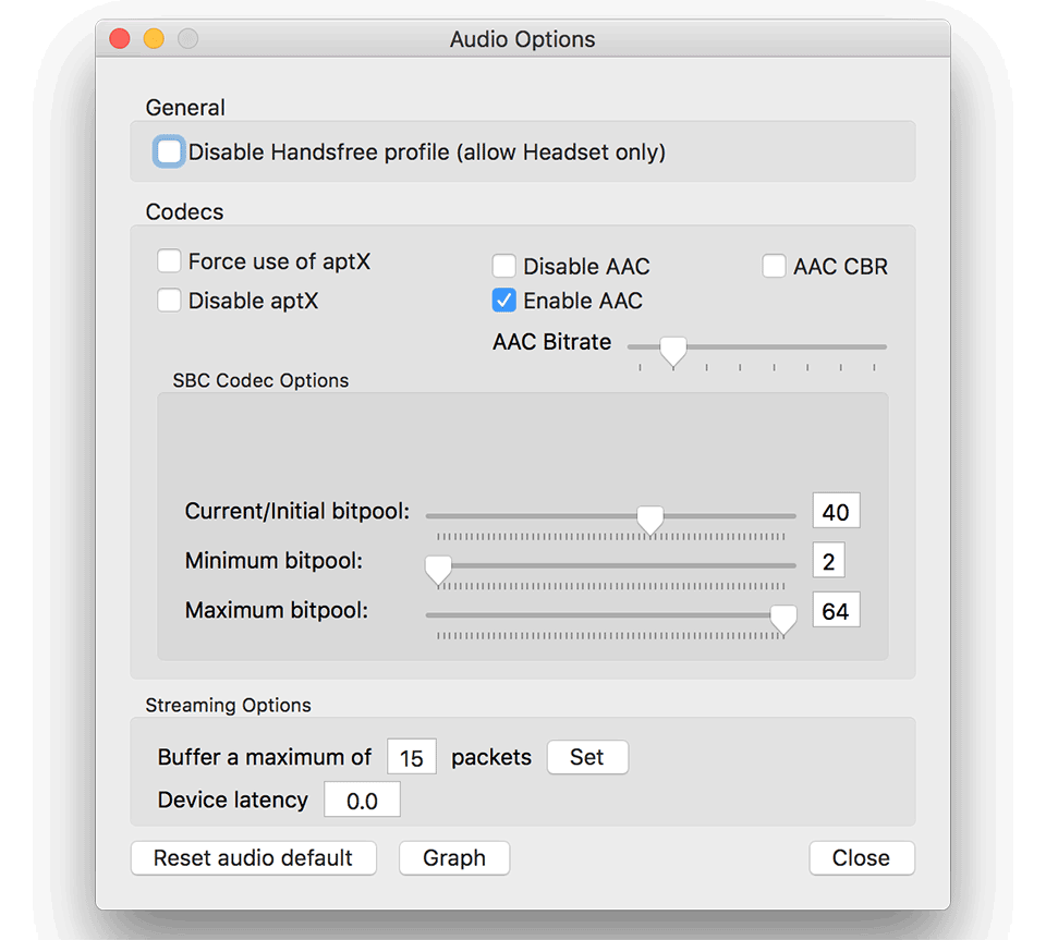 Mac audio options