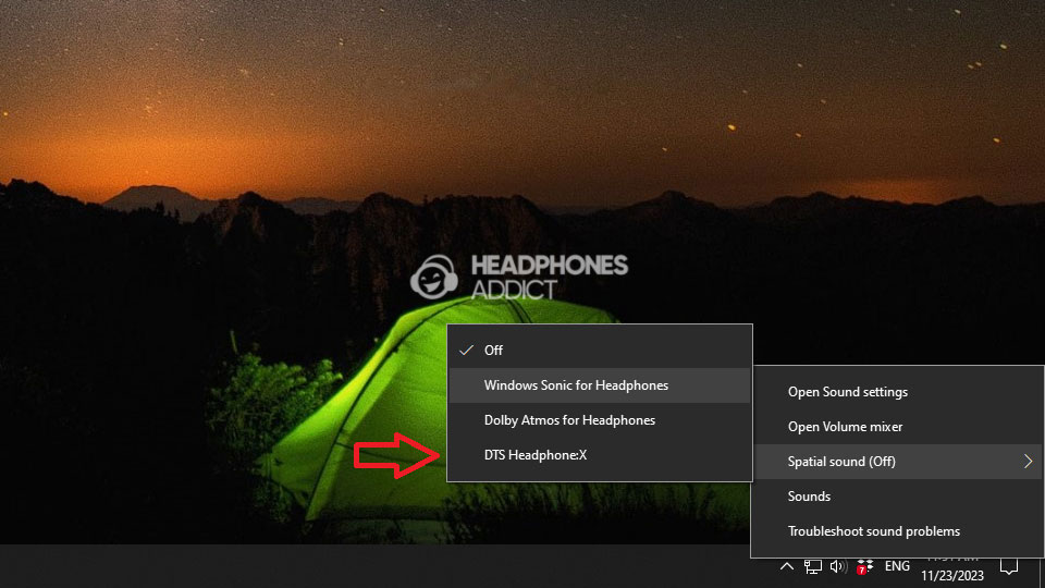 Pick DTS Headphone X Windows 10