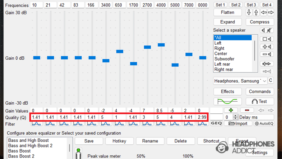 Q values inside EQ