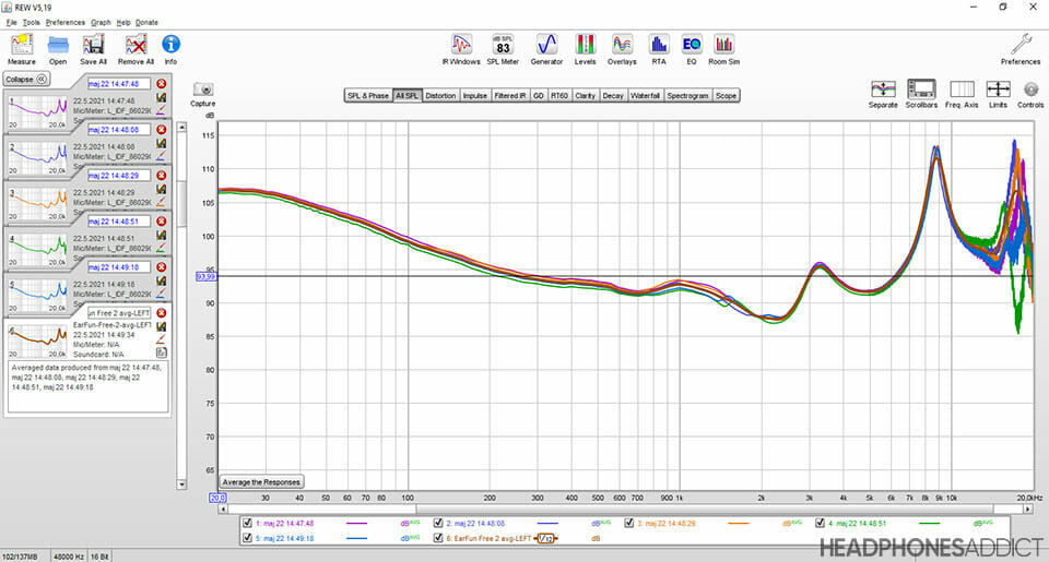 Frequency measurements with REW app