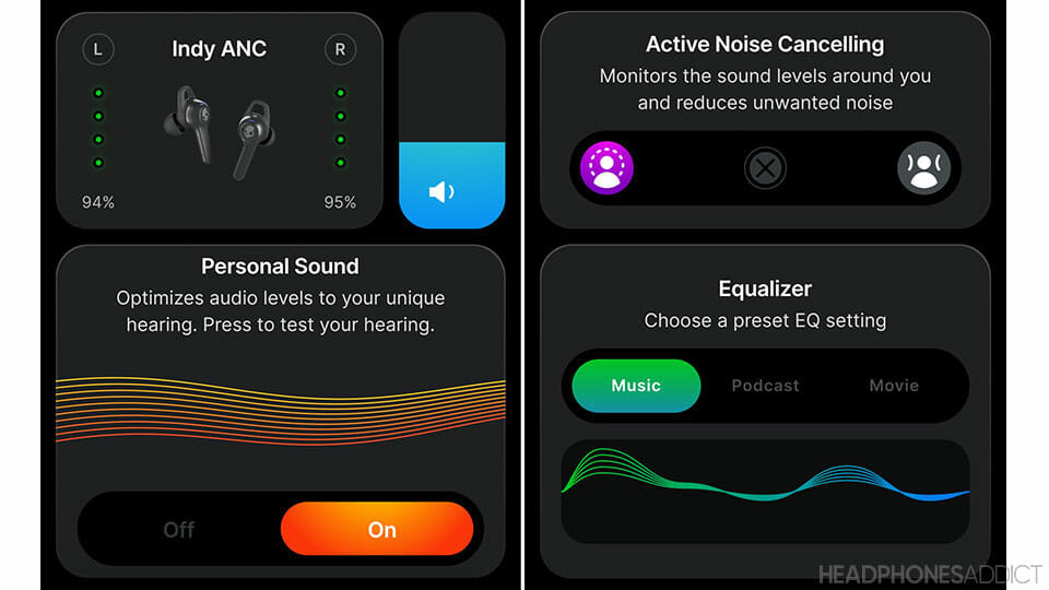 Skullcandy Indy ANC app first page