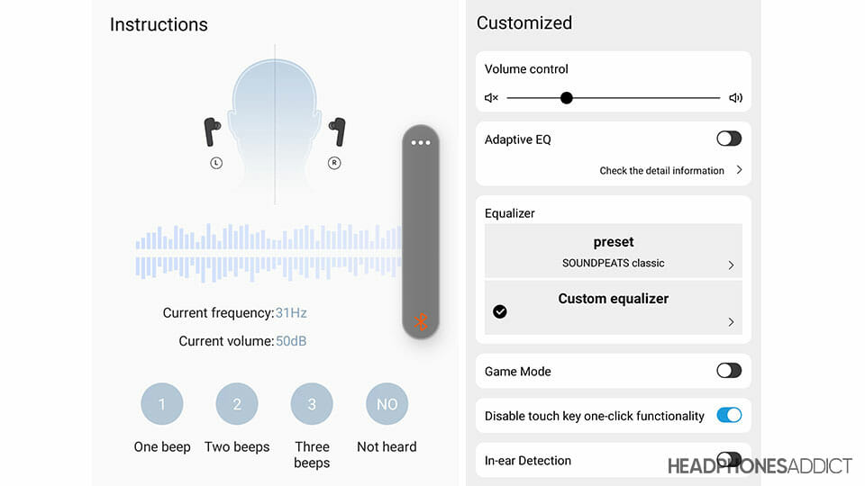 SoundPEATS Air3 Deluxe in app