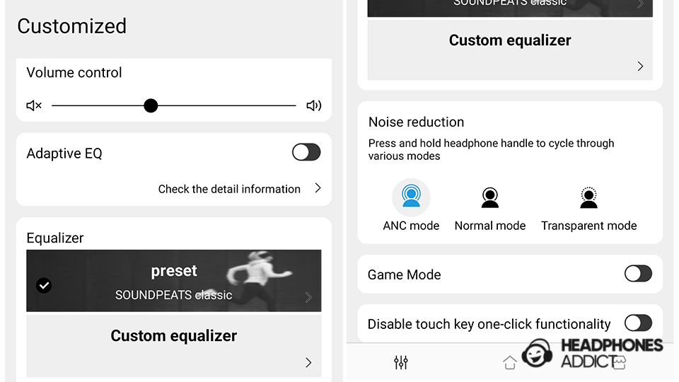 SoundPEATS Capsule3 Pro inside app