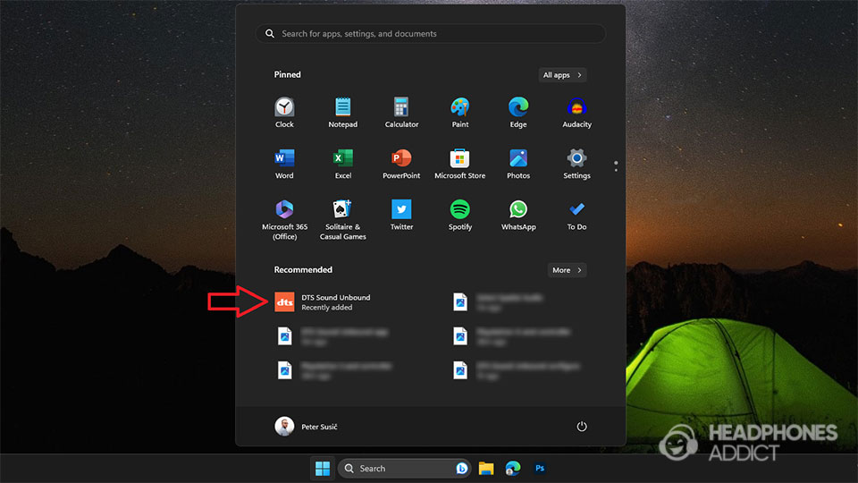 Start menu recent apps