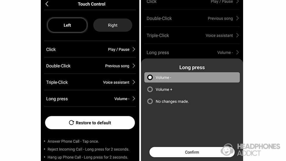 TOZO OpenBuds control customizer