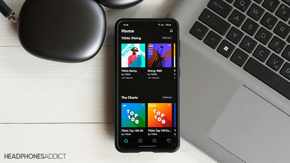 Tidal mobile app on smartphone