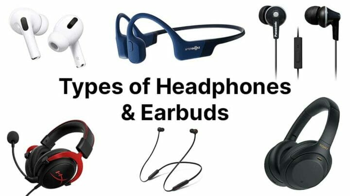 different types of headphones and earbuds