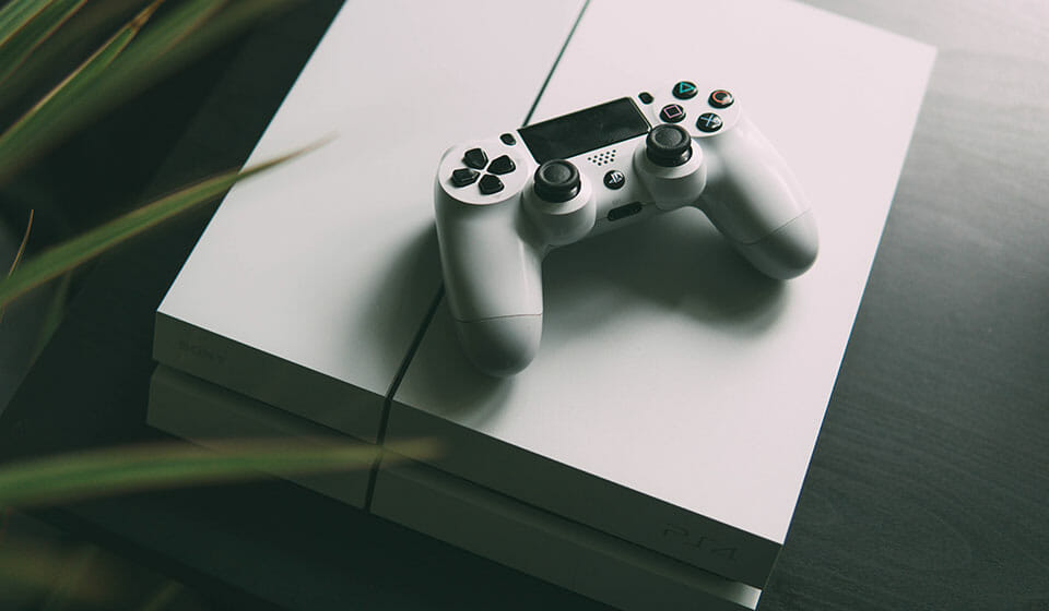 White PlayStation4 gaming console