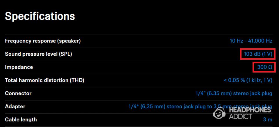 HD650 specs