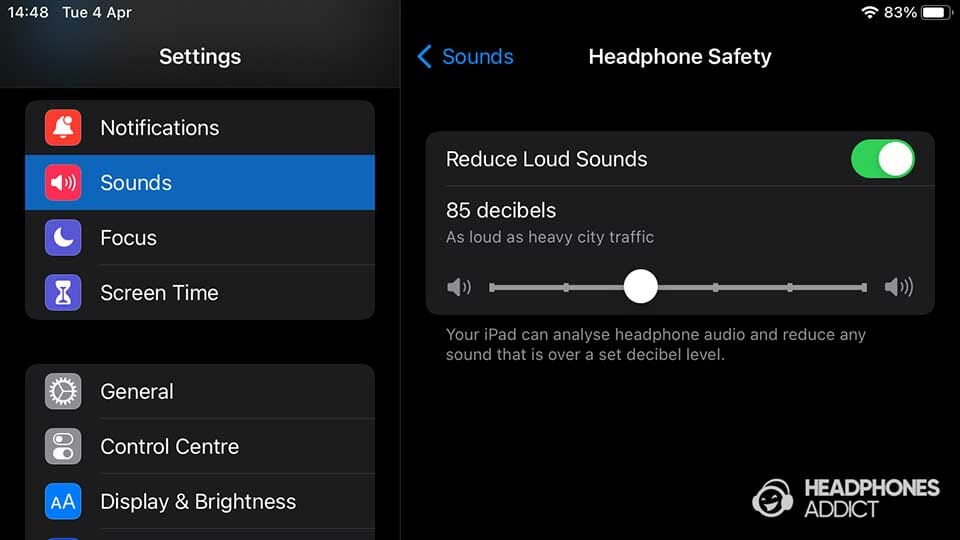 iOS iPad volume limiter menu settings