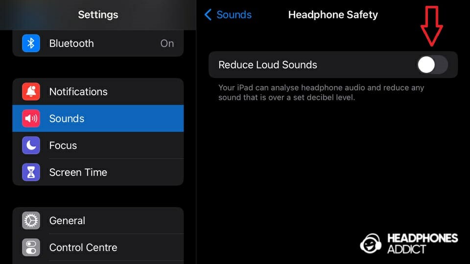 iOS settings disable reduce loud sounds