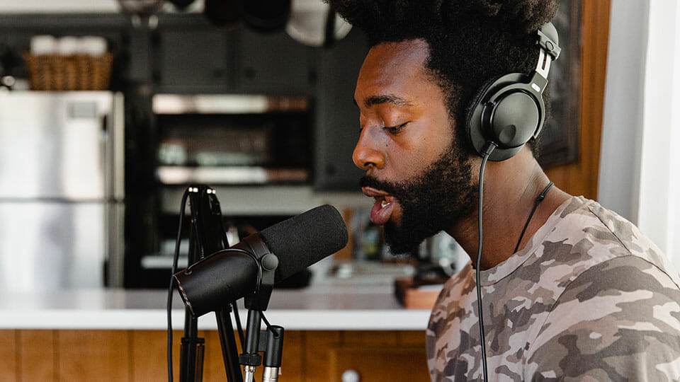 Singer in home studio